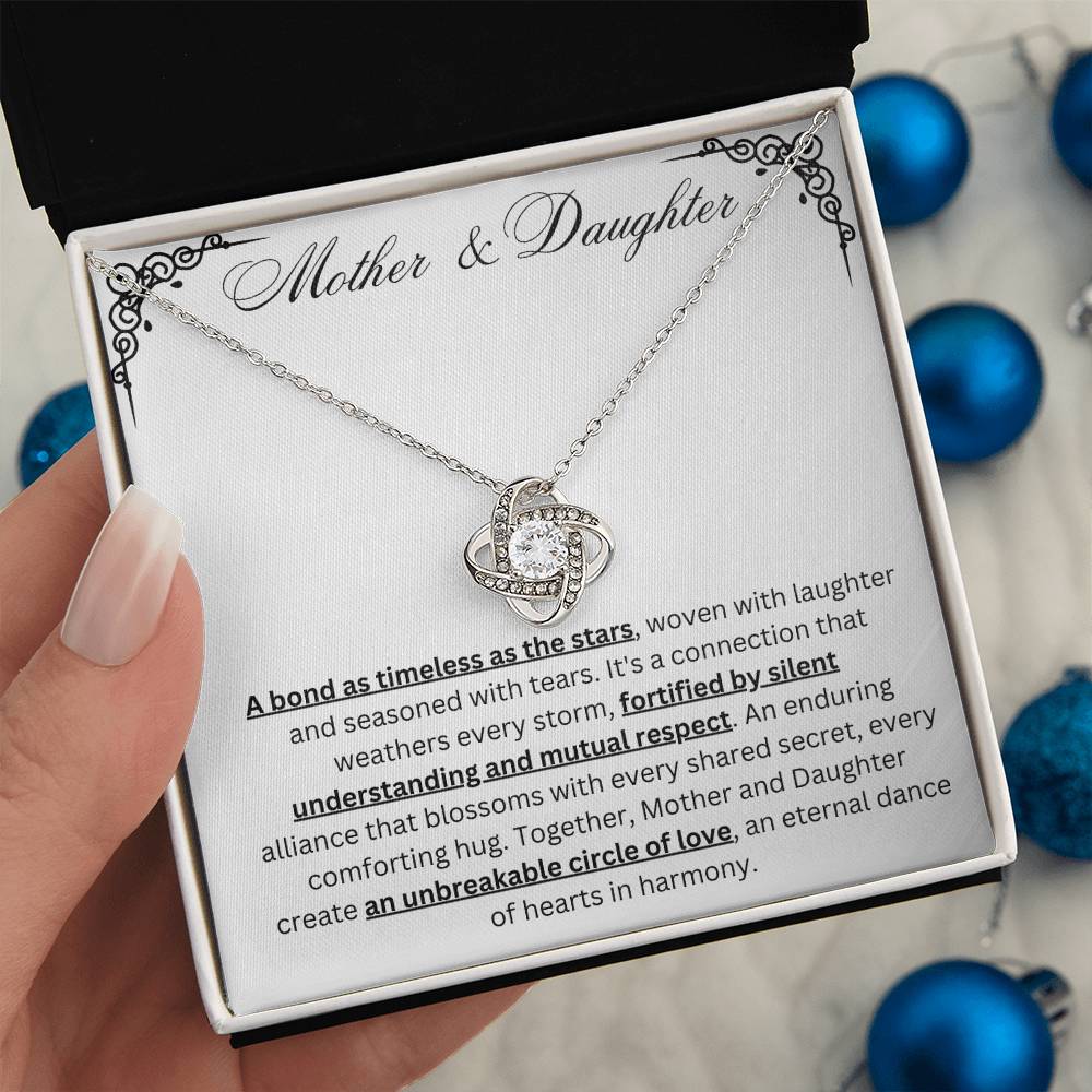 Mother & Daughter - Unbreakable Circle of Love - Love Knot Necklace(White)